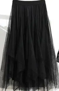 Весна новое поступление стандартная юбка женская тонкая Faldas Largas Elegantes Феи Тюлевая юбка 5 цветов - Цвет: Черный