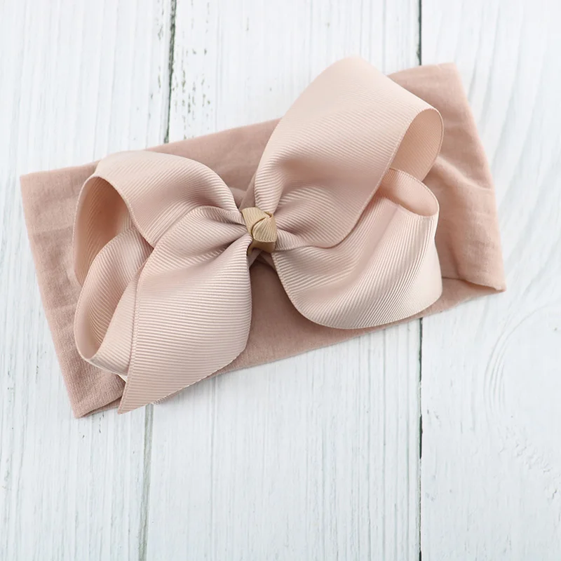 Light Brown Детская повязка на голову, бант, нейлон для девочек, ободки для девочек, новорожденных с бантами, бандо, Bebe Fille, головной убор, детский тюрбан, бант - Цвет: Light Brown