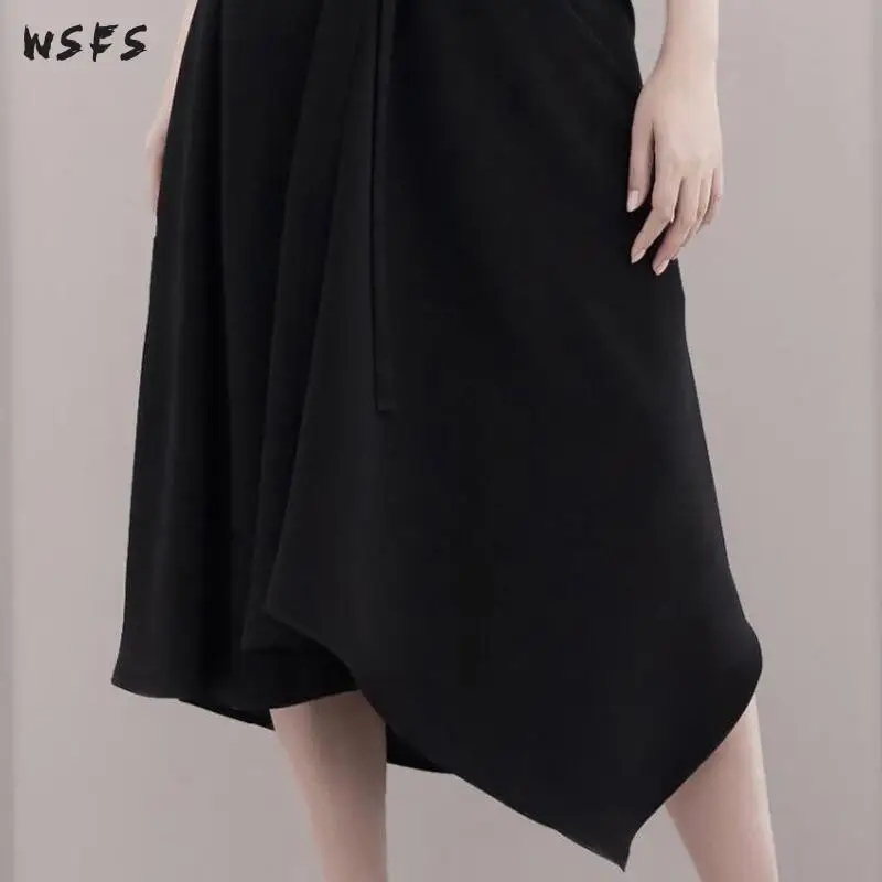 Женское длинное платье без рукавов винтажное элегантное офисное черного цвета