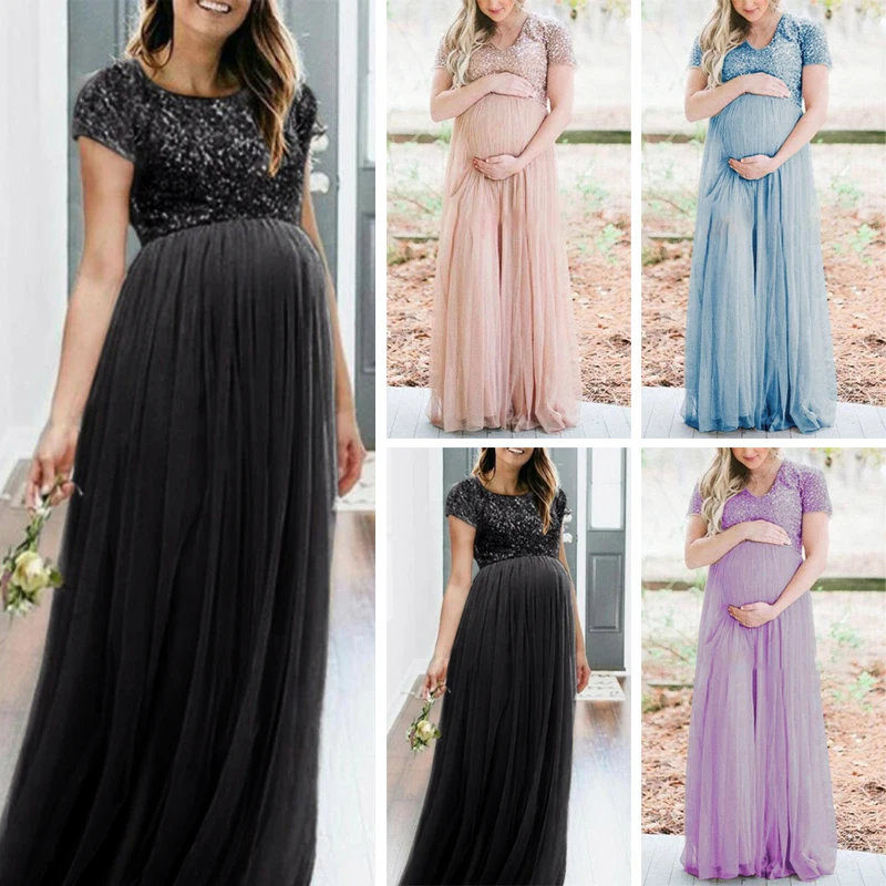 Женские Коктейльные Вечерние платья с блестками и сеткой для беременных|Женские