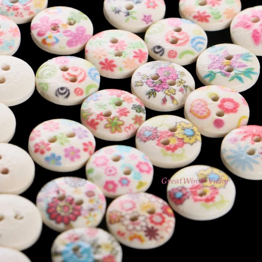 30 шт. 13 мм декоративные деревянные бусины с двумя отверстиями | Дом и сад