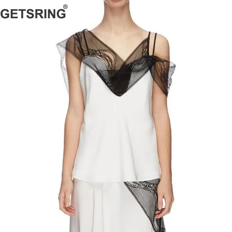 Женские кружевные топы GETSRING с вышивкой v образным вырезом открытой спиной модные