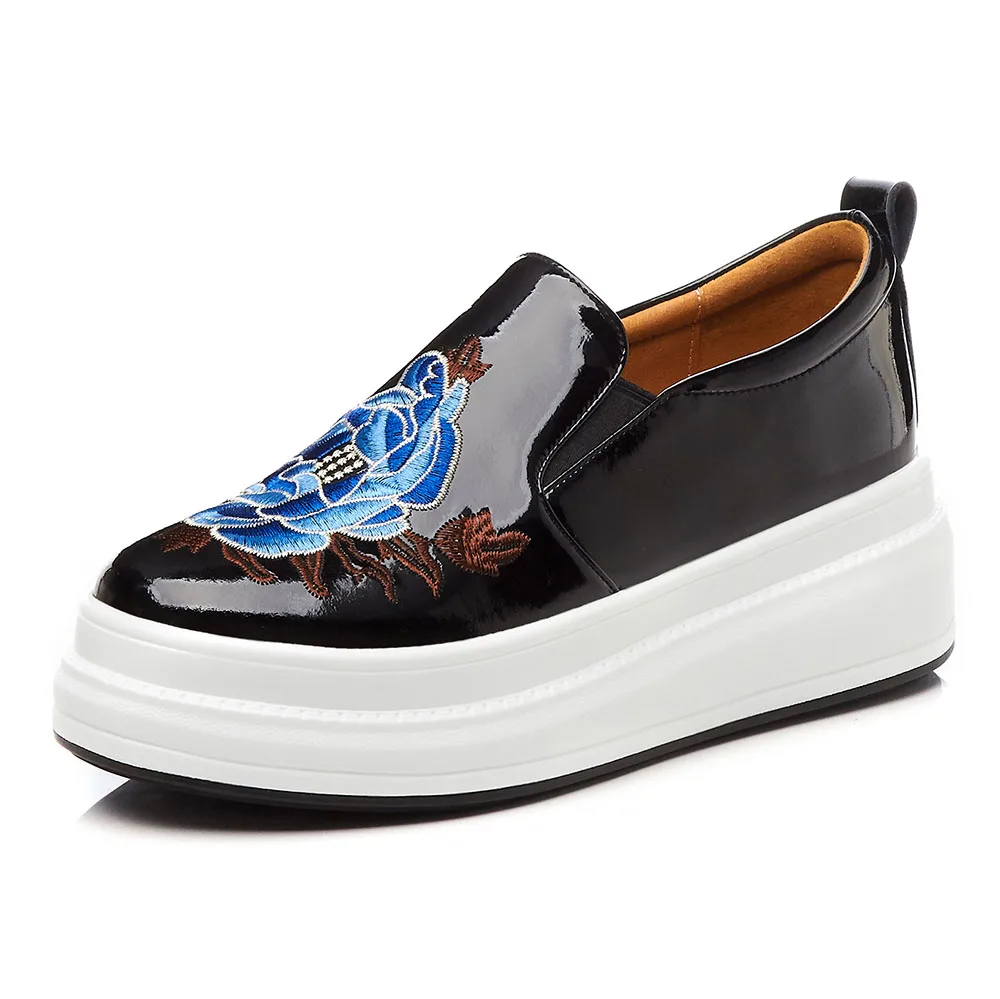 Туфли женские демисезонные из натуральной кожи на плоской платформе|Обувь без