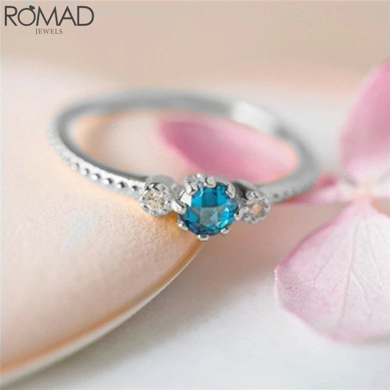 Женское кольцо с фианитом ROMAD синее золотым покрытием размеры 5 6 7 8 9 10 R3|Кольца для