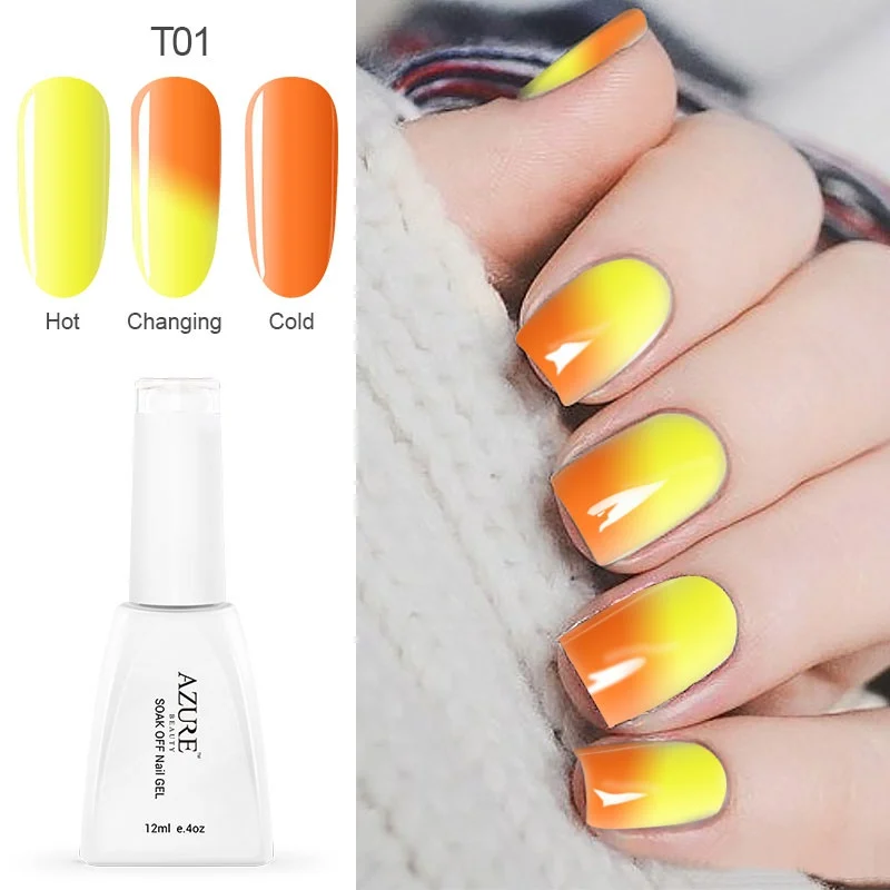 T01 Azure beauty Хамелеон УФ-гель для ногтей Полупостоянный термо-светодиодный Гель-лак для Ногтей Стойкий температурный УФ-Гель-лак - Цвет: T01