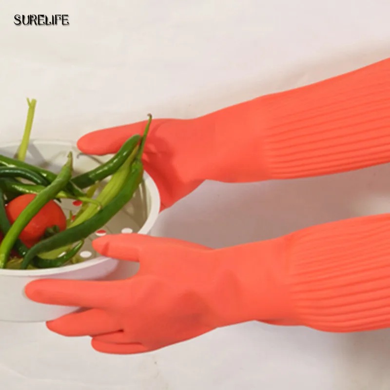 45/55 см Водонепроницаемый хозяйственные перчатки теплые для мытья посуды воды и