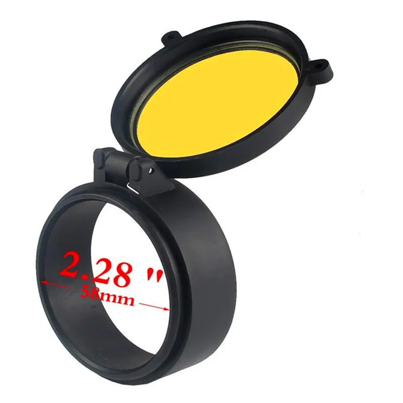 58mm 30-69 мм прозрачный желтый RifleScope крышка объектива Флип вверх быстрая пружинная защитная крышка объектива для охоты страйкбола - Цвет: 58mm