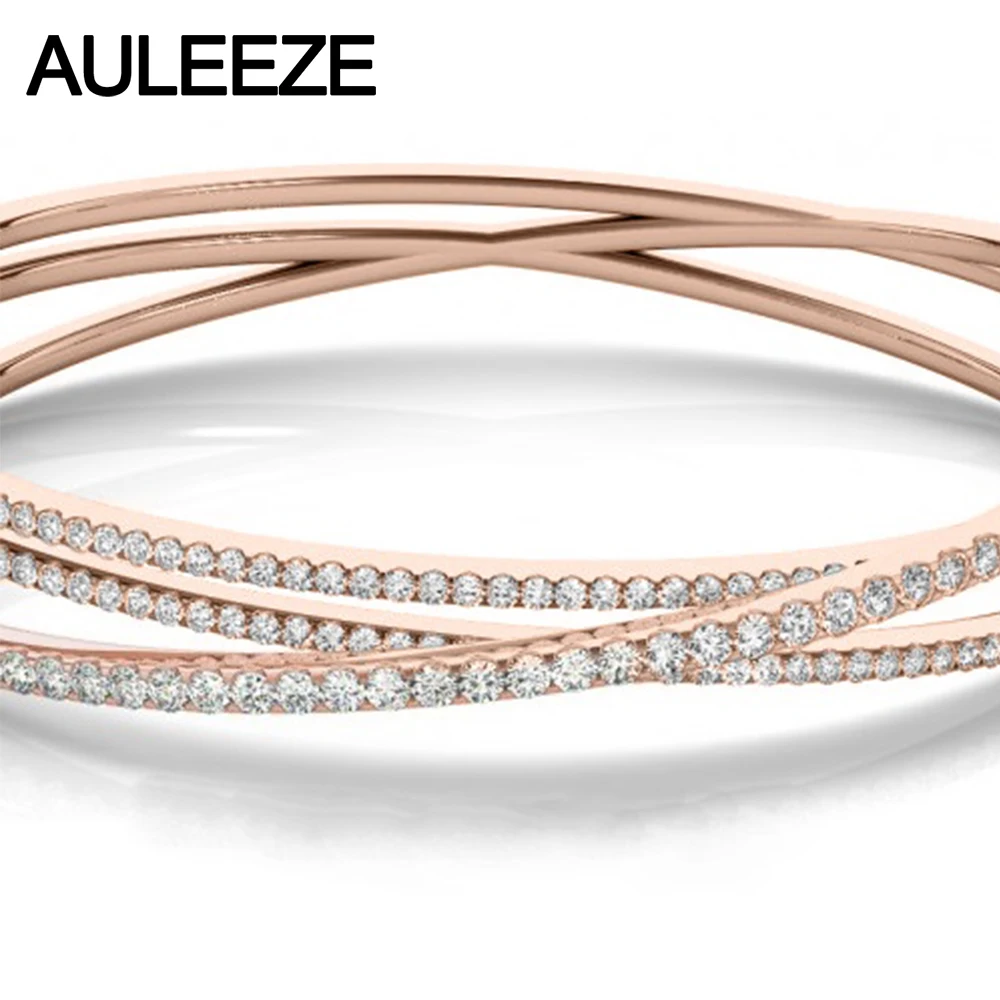 Женский обручальный браслет из розового золота 14 к с бриллиантами|bracelet bangle for