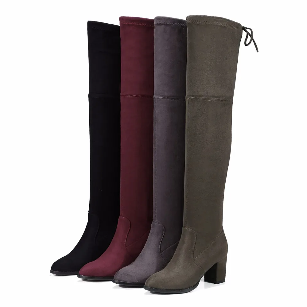 Сапоги выше колена для зрелых женщин Новое поступление 2018 года стильные осенние