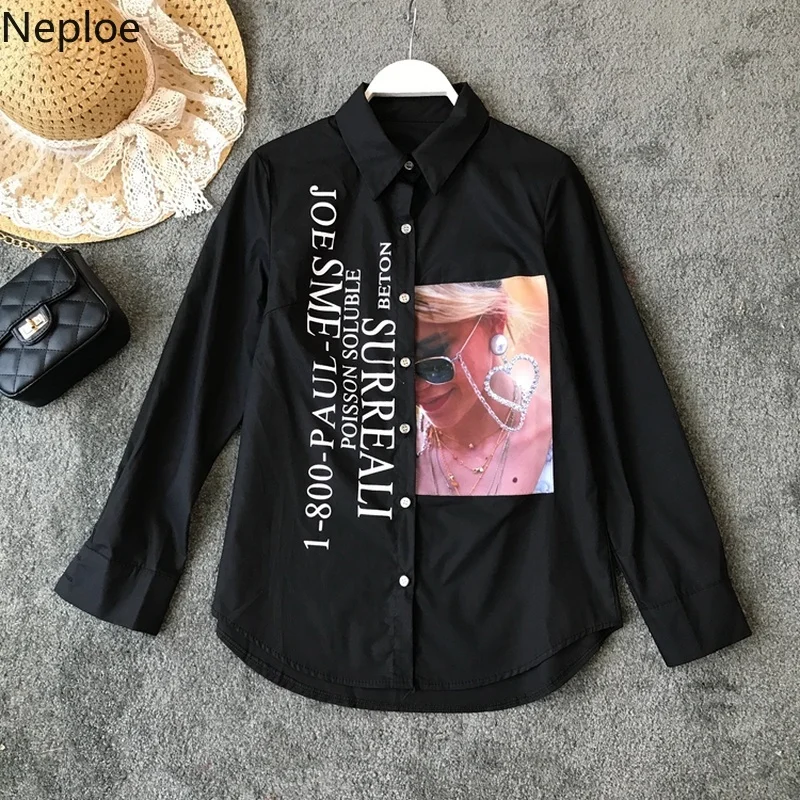 Neploe Harajuku однобортный весна 2019 женские топы шикарный с буквенным принтом блуза