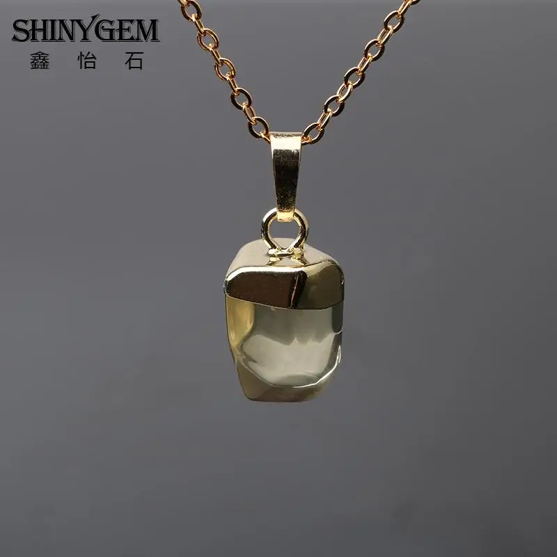 ShinyGem золотое покрытие кулон с цитринами ожерелья прозрачный желтый кварц
