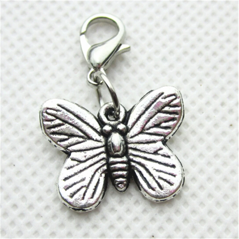 

10 шт./лот серебряные подвески-бабочки, подвески, подвески с застежкой-лобстером, подвески для браслетов «сделай сам», браслеты, ювелирные из...