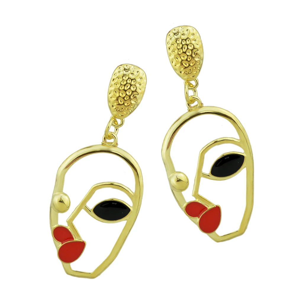 Минималистский изделия заявление Серьги Boho Стиль золото Цвет металла с красные