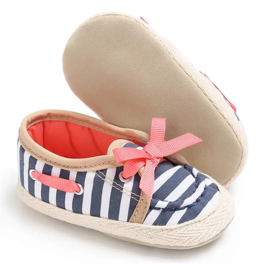 Летняя детская обувь в полоску для малышей без шнуровки Милые детей удобная