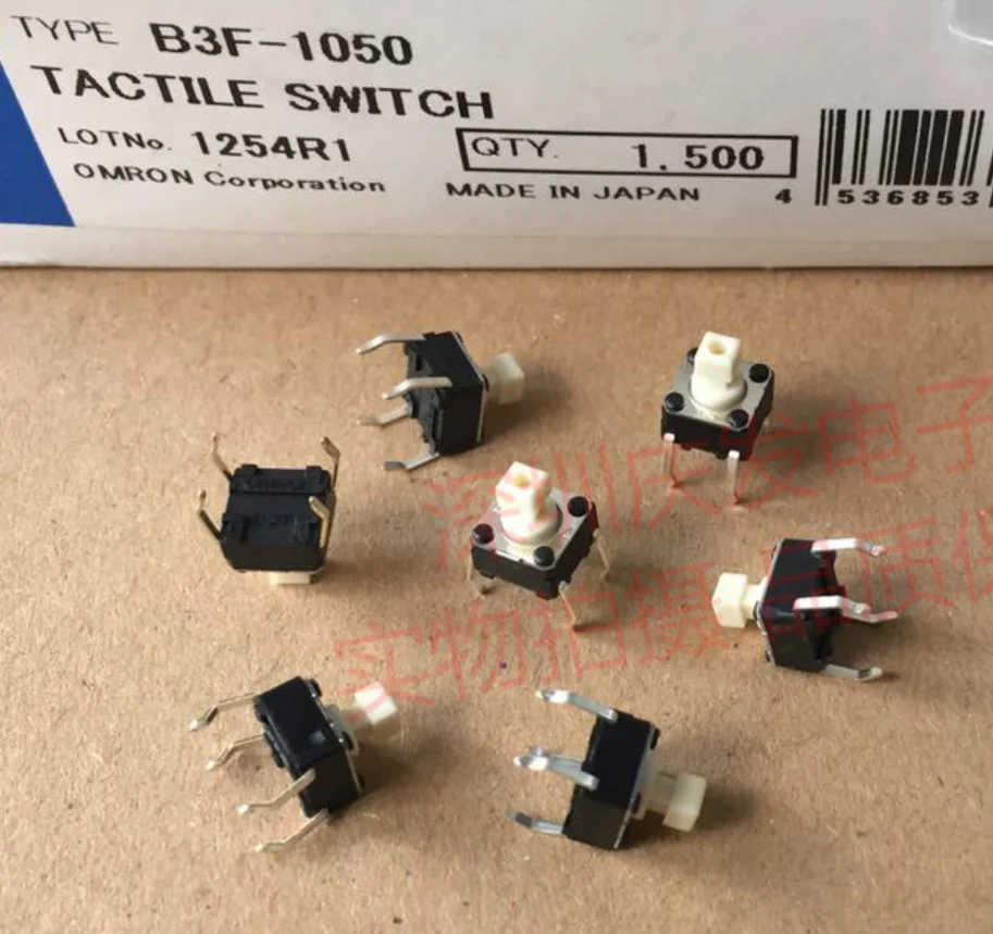 

Free shipping 100pcs/lot New original B3F series light touch switch B3F-1050 button switch 6*6*7.3mm DIP 4Pins 0.98N