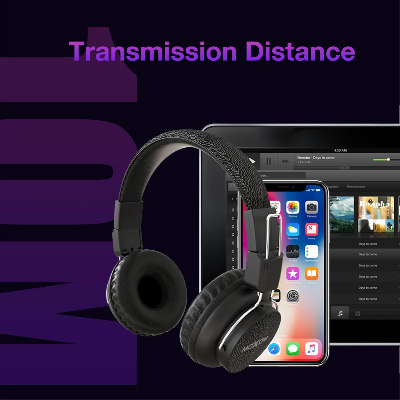 MOXOM Bluetooth наушники Беспроводная гарнитура наушники с микрофоном TF карта для телефона музыка складные регулируемые наушники