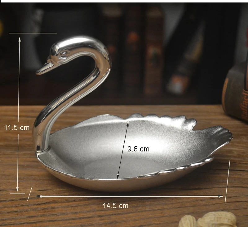 Модная металлическая тарелка для сухих фруктов из сплава лебедя покрытая