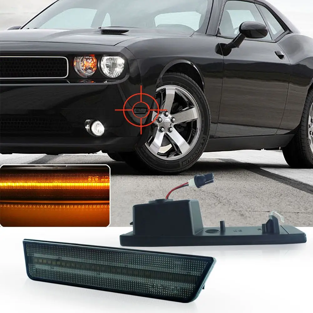 4х дымчатые линзы для Dodge Challenger 2008-2014 светодиодный боковой габаритный фонарь