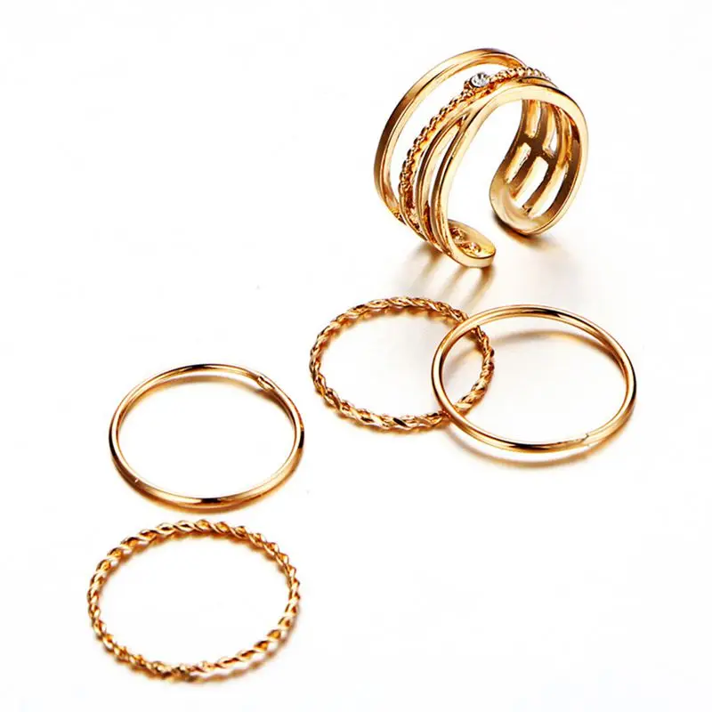 5 шт./компл. модное Золотое кольцо X Knuckle набор женских ретро колец для девочек