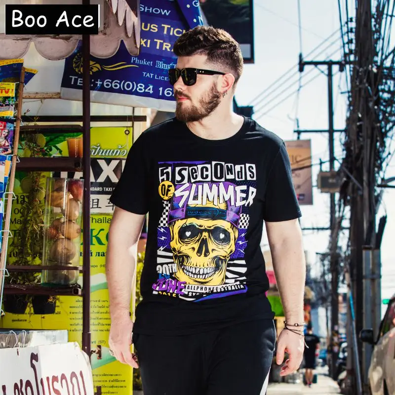 2017 бу ace мужчины лето топ ти череп 3d печатных дышащая футболка случайные