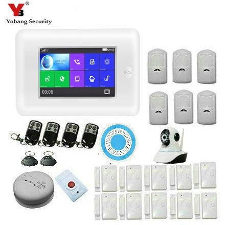 YB10832 Yobang безопасность беспроводной RFID домашней безопасности wifi 3g сигнализация SIM карта SMS оповещения приложение управление ip-видеокамера Дымовая пожарная сигнализация - Цвет: YB10832