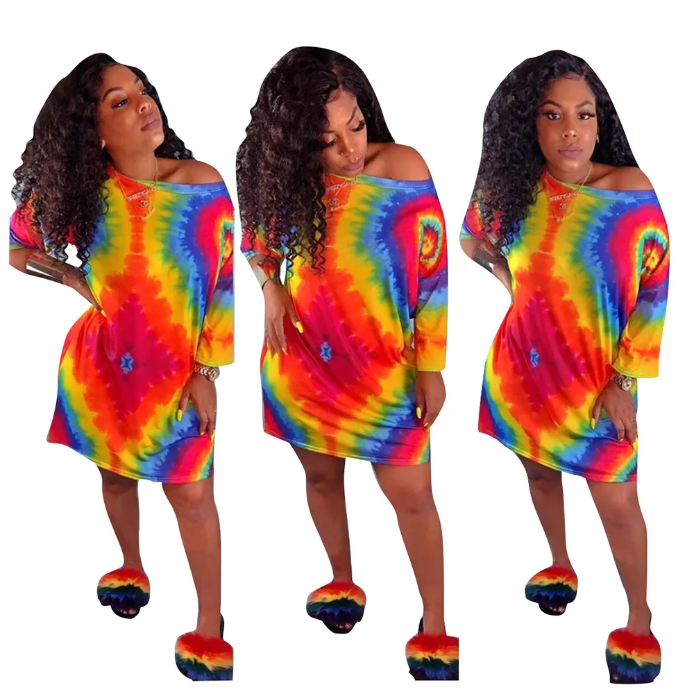 Женские платья футболки с принтом модные Дашики круглым вырезом уличная одежда