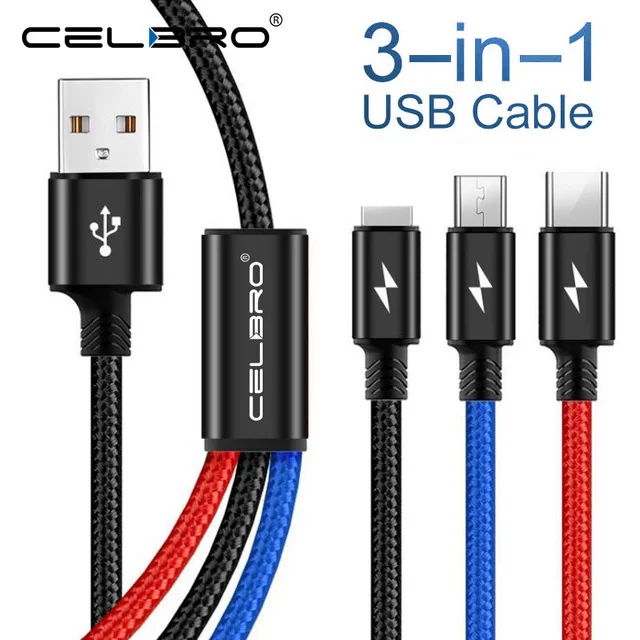3 в 1 зарядный кабель мульти Usb зарядный кабель Usb type-c для samsung S9 S10 huawei Nova 4 Nokia 8 9 Pureview Usbc кабель 2 метра