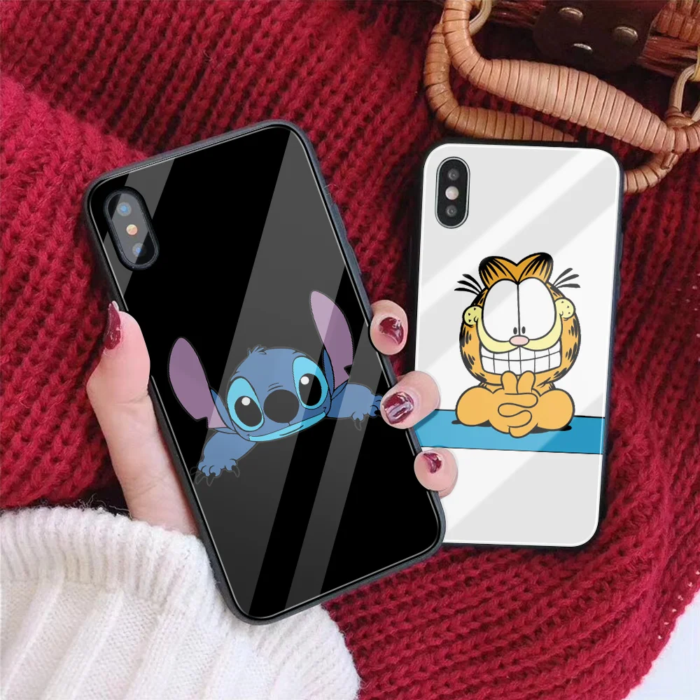 DIY чехол из закаленного стекла для телефона для iPhone 7 8 6 6S Plus Ститч История игрушек чехол для телефона для iPhone XS MAX XR 5 5S SE чехол