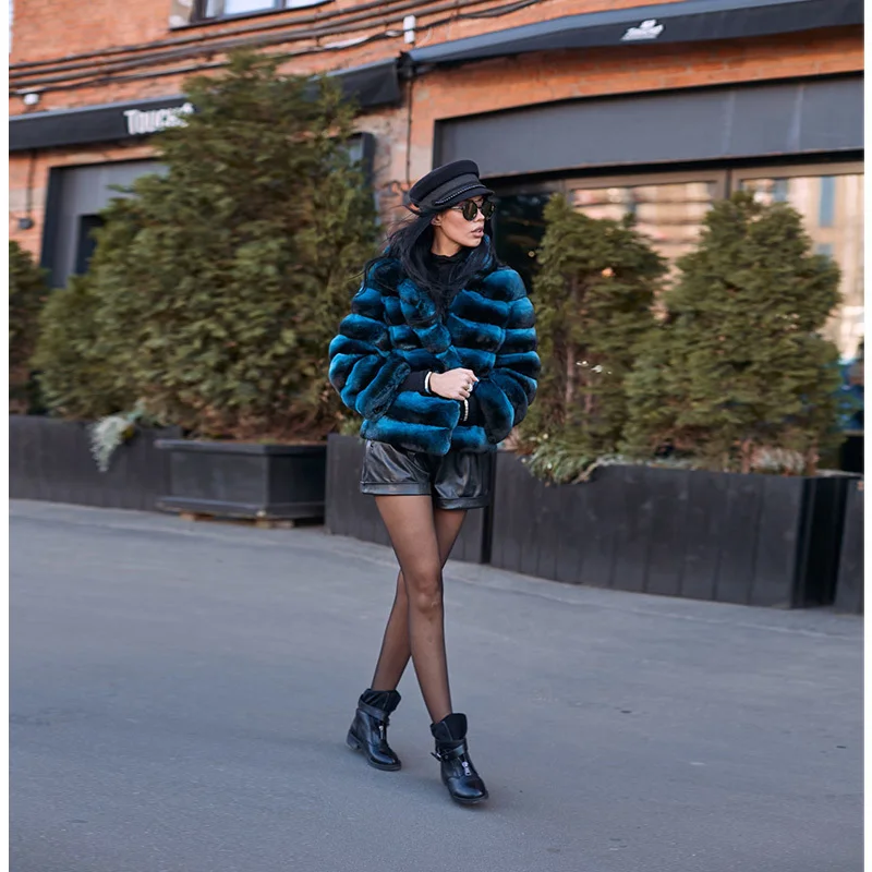 

Tatyana Furclub Blue Of Winter Women Natural Real Fur Coat Rabbit Slim Real Short Jackets Luxury With Winter Coats 2021 New