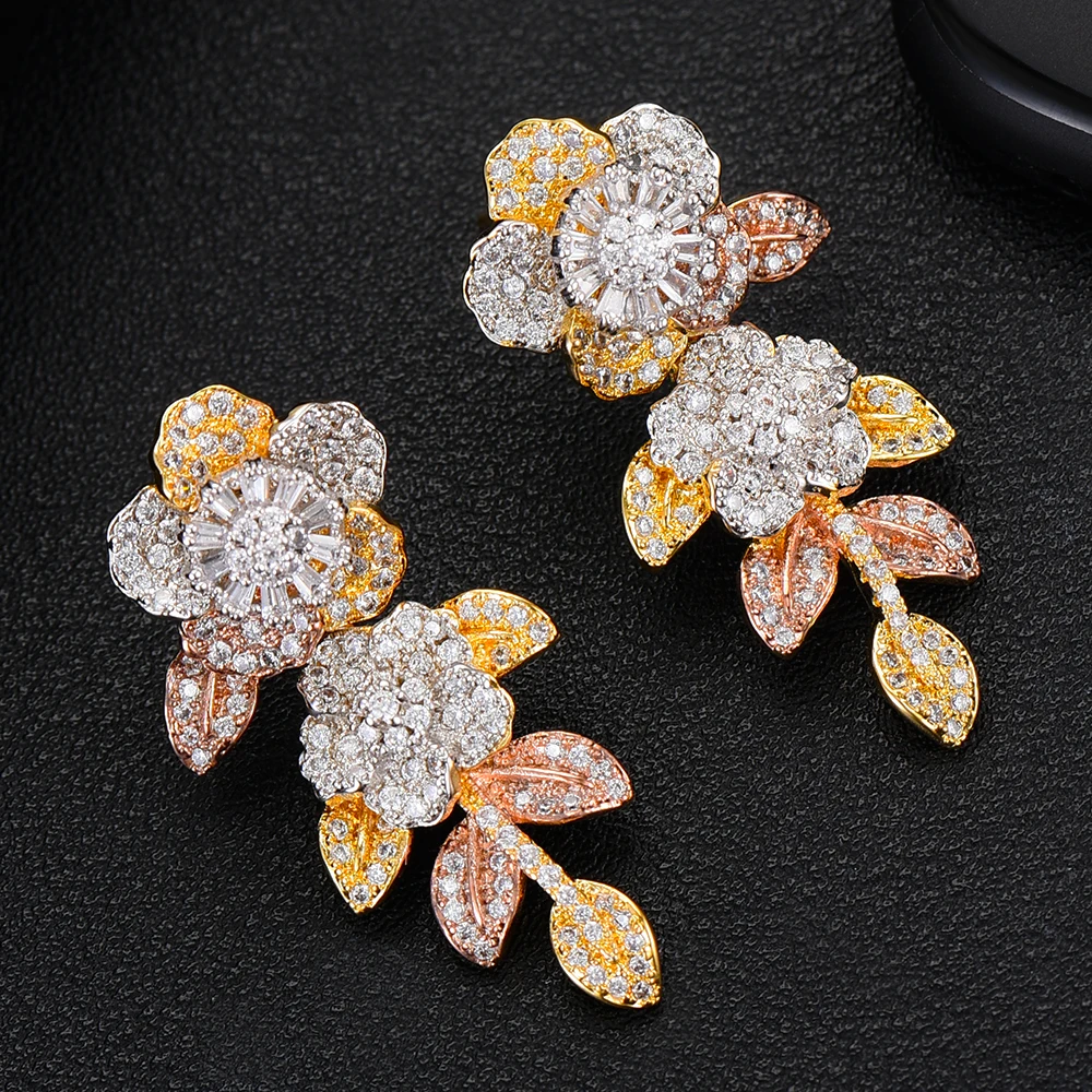 Эксклюзивный комплект ювелирных изделий GODKILuxury из 3 цветов ожерелье серьги для