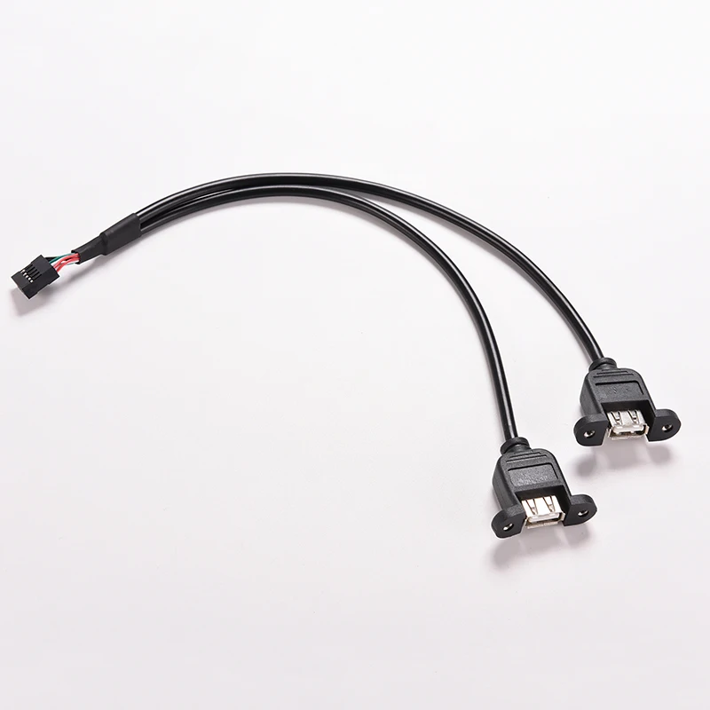 Черный высокая скорость 30 см/1 фут 2 двойной порт USB гнездо внутренний 9-контактный
