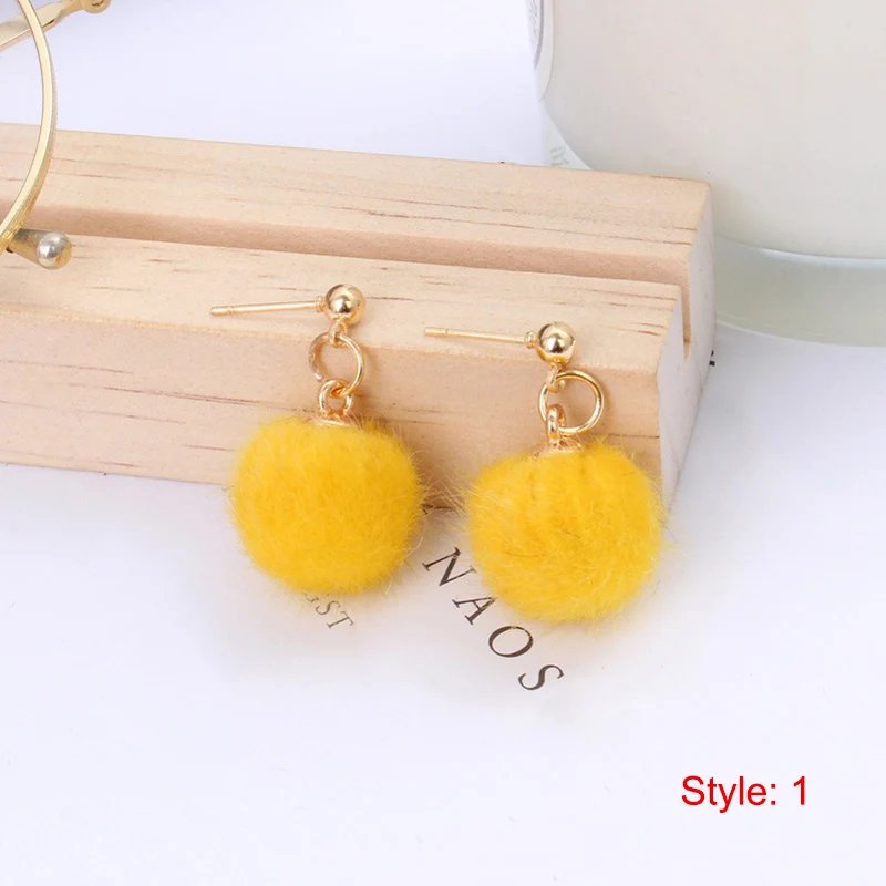 Женские милые плюшевые серьги подвески с шариками для девушек стильные