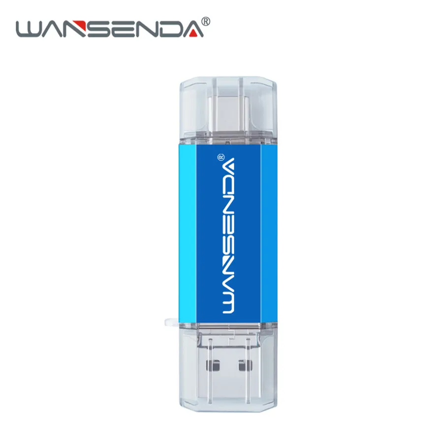 Флеш-накопитель WANSENDA OTG USB флеш-накопитель 32 Гб 64 Гб 128 ГБ 256 ГБ 512 ГБ флеш-накопитель 3 в 1 Micro usb и type-C и USB 3,0 карта памяти - Цвет: Синий