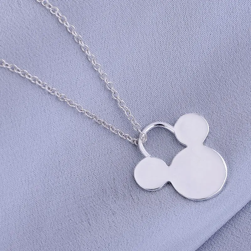 Блестящее милое серебряное ожерелье с Микки-Маусом Стерлинговое Серебро
