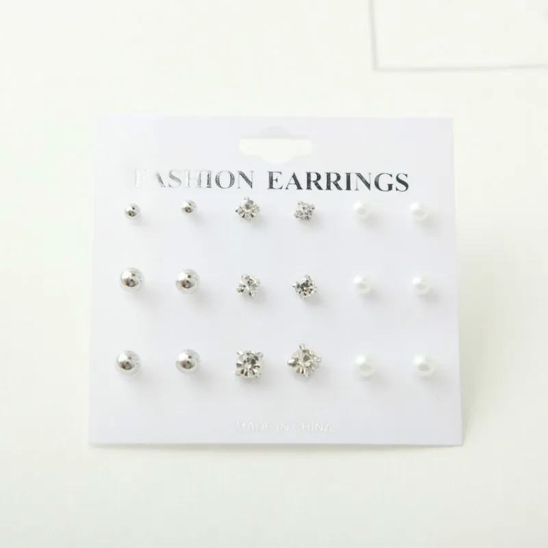 Новая мода 9 пар/упак.. Женские серьги гвоздики с искусственным жемчугом|pearl stud