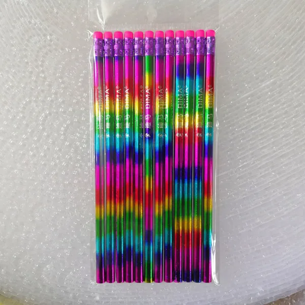 multicolor Лимит показывает 12 шт Радужный карандаш Дерево Защита окружающей среды карандаш яркий цвет внешний вид Карандаш Школа Офис письмо - Цвет: multicolor