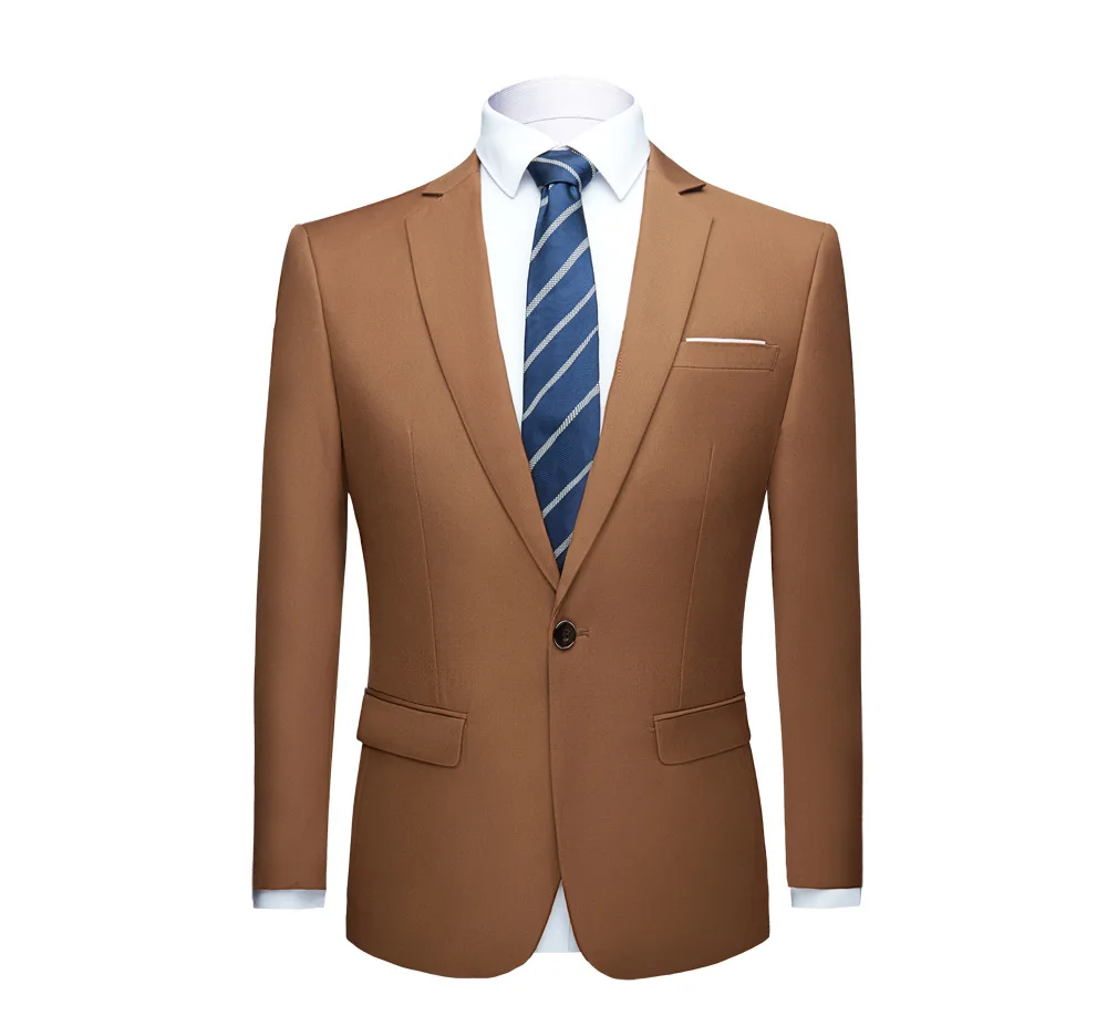 Dark Brown jacket PYJTRL мужской качественный цветной деловой приталенный Повседневный Блейзер зеленый фиолетовый розовый Шампань желтый черный свадебный или Выпускной костюм пиджак - Цвет: Dark Brown jacket