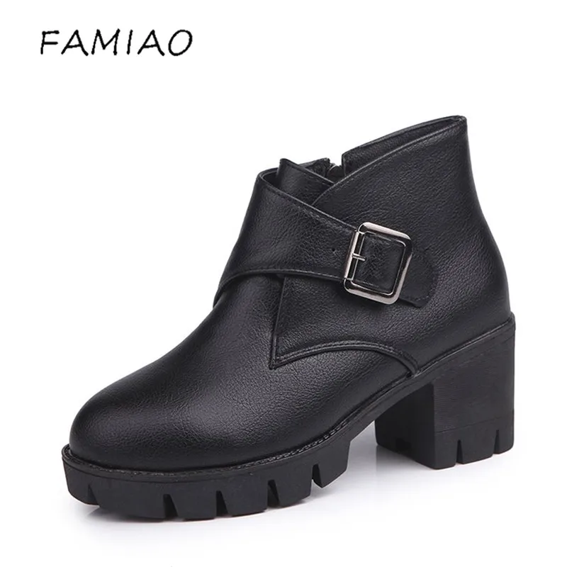FAMIAO модная обувь на молнии Женская высоком каблуке сапоги из искусственной кожи