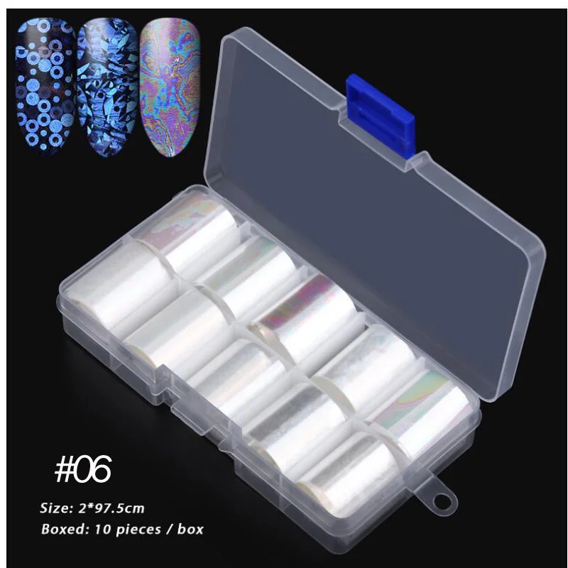 Голографическая фольга для ногтей 10 рулонов|Стикеры и наклейки| |