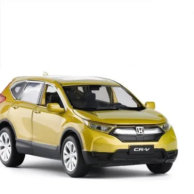 Цвет: желтый Горячая Распродажа 1:32 Honda CRV цинковый сплав внедорожная модель автомобиля, детский внедорожник игрушка звук и свет оттяните назад металлическая модель - Цвет: Цвет: желтый