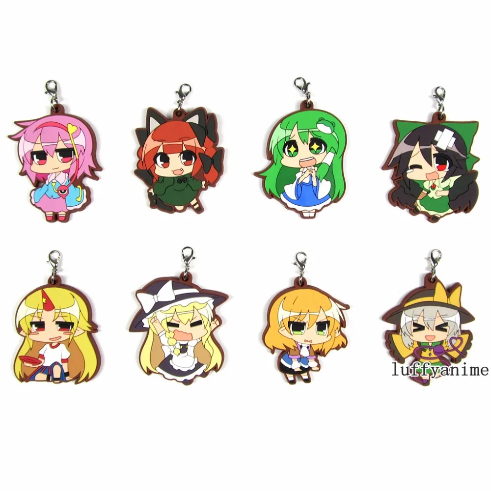 

TouHou Project Mascot Rubber Pendant Kaenbyou Rin Kirisame Marisa Kochiya Sanae Phone Strap chain Keychain