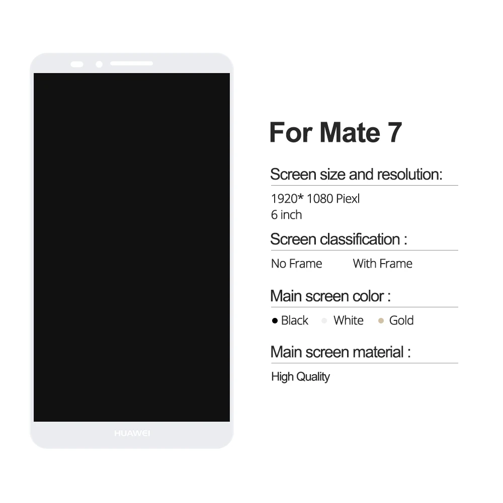 6,0 ''дисплей для huawei mate 7 ЖК-дисплей сенсорный экран дигитайзер с рамкой для huawei Ascend mate 7 Дисплей запасные части