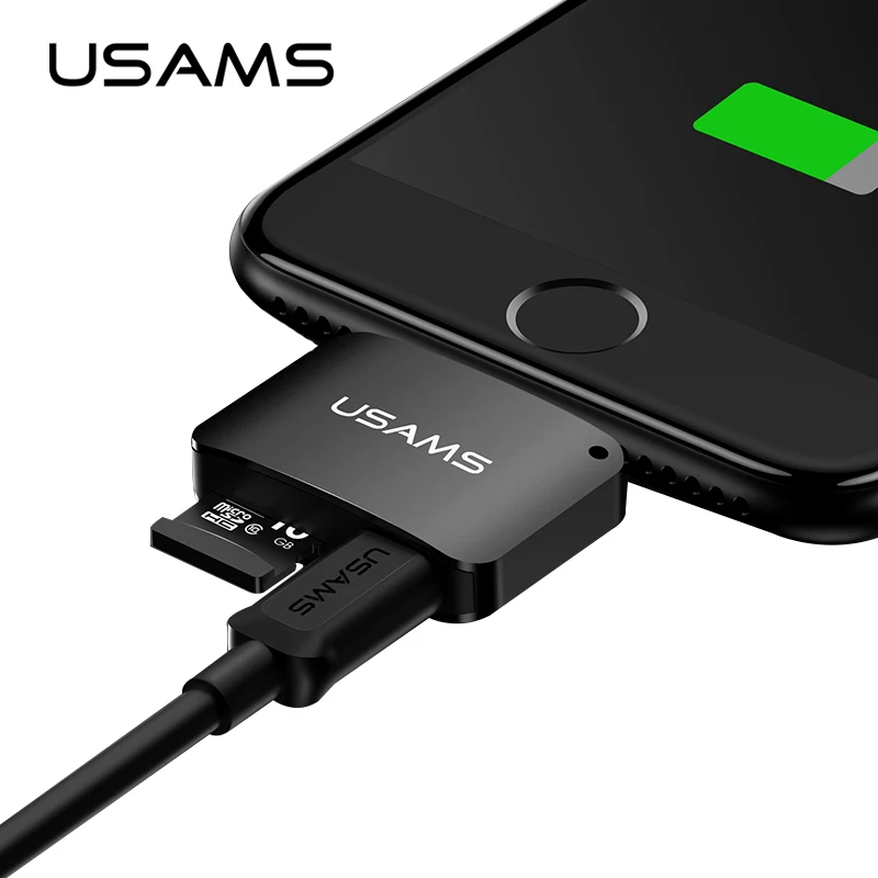 Адаптер USAMS для iPhone XS XR X OTG адаптер Поддержка ios 11 10 max поддержка 128G 8 7 6 6s 5 5S se 5c