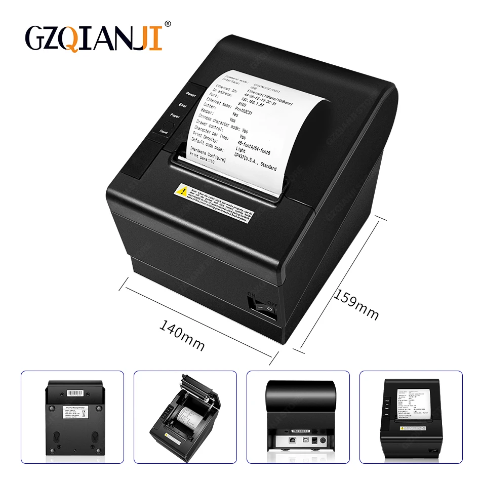 POS printer High quality 200mm/s 80mm thermal printer Kitchen printer Auto Cutter printer with USB+Serial / Lan /bluetooth print