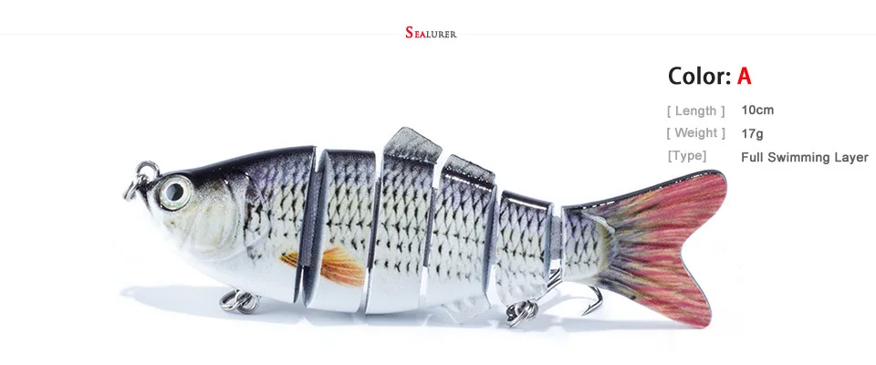 6 Сегмента Прикормы Crankbait Жесткий Swimbait 17 г 10 см Медленный Bait 5 шт./лот Рыболовные