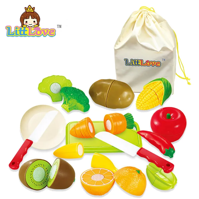 Пластиковая кухонная утварь LittLove 14 шт./компл. режущие овощи Детские ролевые