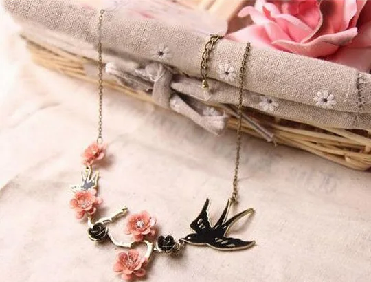 Ожерелье с птицей Оптовая торговля цветы восстановление древних способов ожерелье Ласточка|necklace korea|necklace