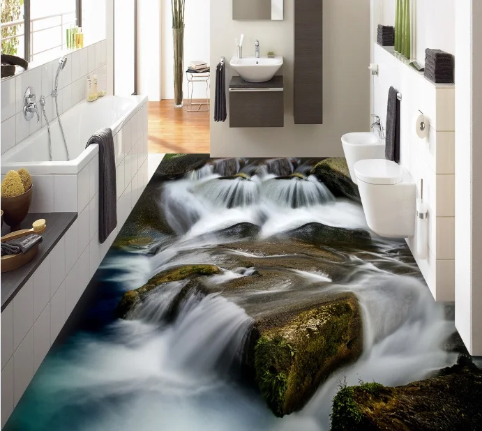 

[Self-Adhesive] 3D Ancient Stone Stream 77 Non-slip Waterproof Photo Self-Adhesive Floor Mural Sticker WallPaper Murals Print