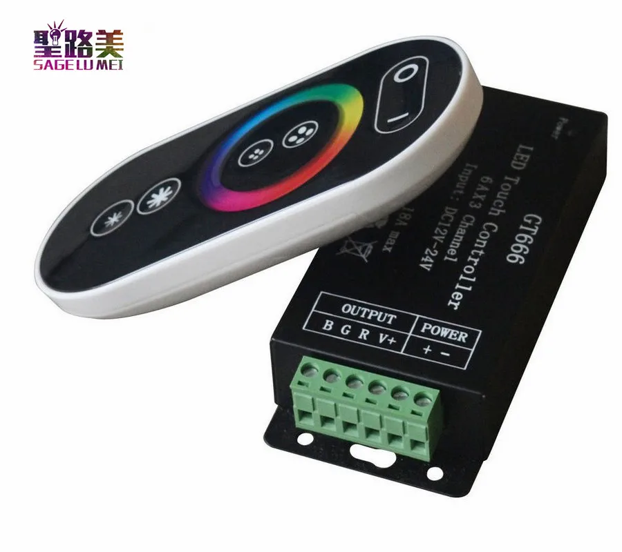 DC12V-24V 6Ax3channel 18A RF беспроводной сенсорный RGB контроллер GT666 Сенсорная панель RGB led контроллер Диммер для светодиодной ленты светильник лента