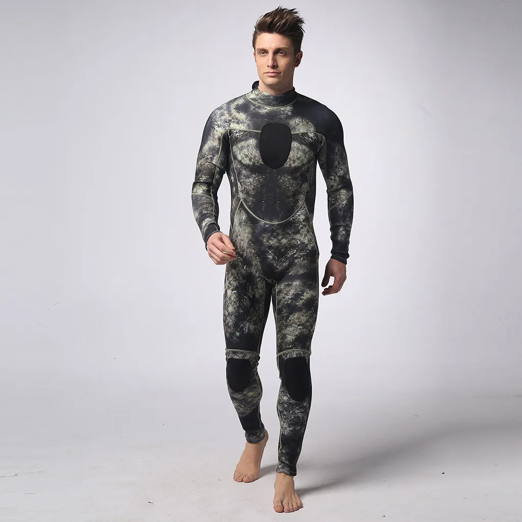 Camouflage Мужской гидрокостюм 3 мм, костюм для всего тела, супер стрейчевый, для дайвинга, серфинга, Сноркелинга, купальный костюм, пляжная одежда с длинным рукавом, камуфляжный, многоцветный - Цвет: Camouflage